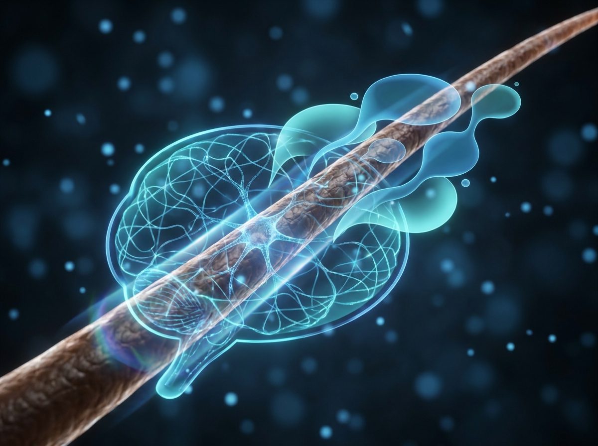 Rede neural em ciano conectada a um fio de cabelo, o Tutor de IA